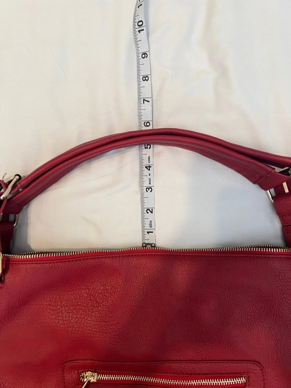 NWOT Red Faux Leather Tote Handbag lots of pockets great for travel